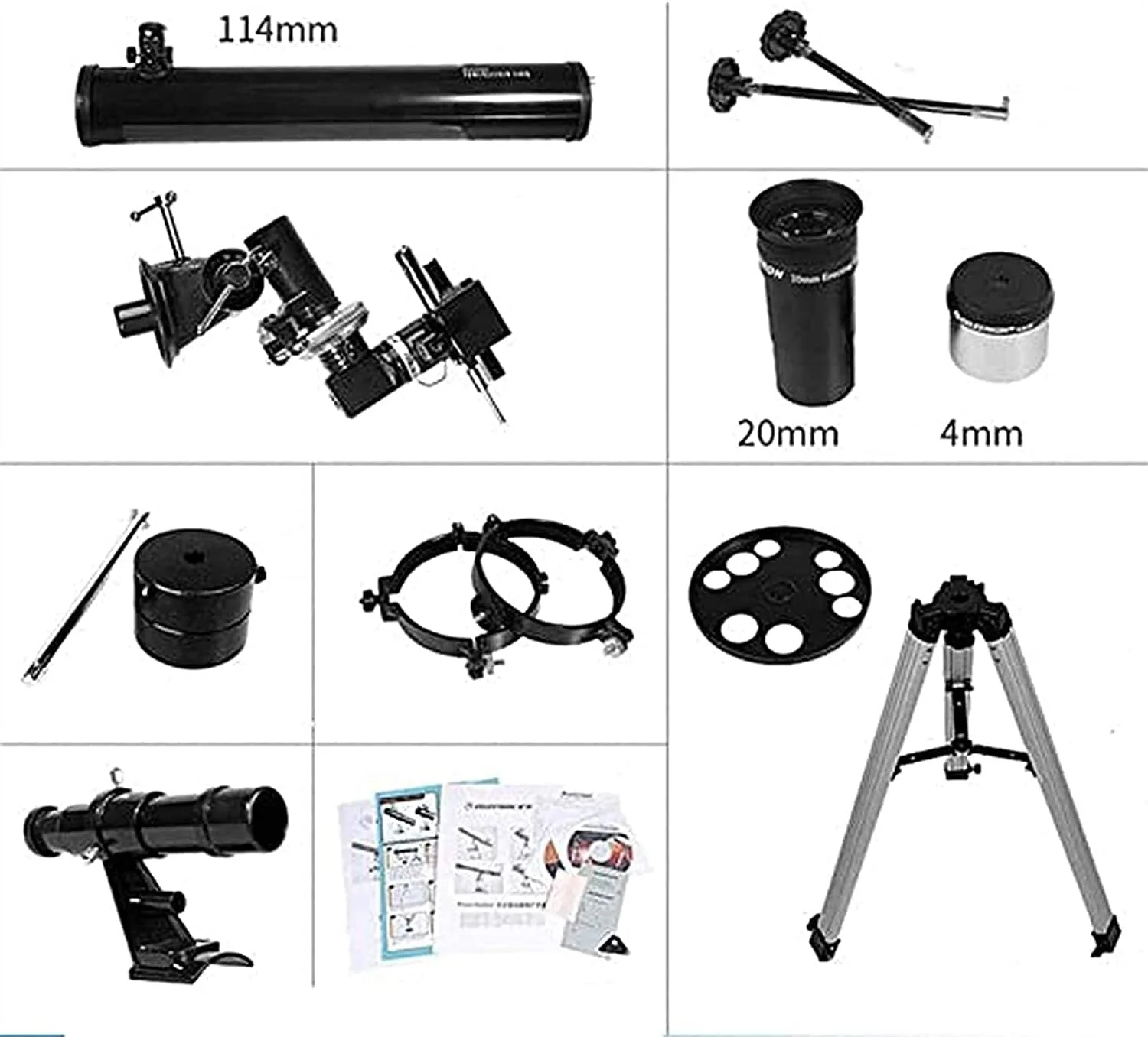 تلسکوپ برای بزرگسالان، تلسکوپ شکستنی 114 میلی‌متری دید در شب با نور کم ضد آب HD، برای رصد ماه و منظره