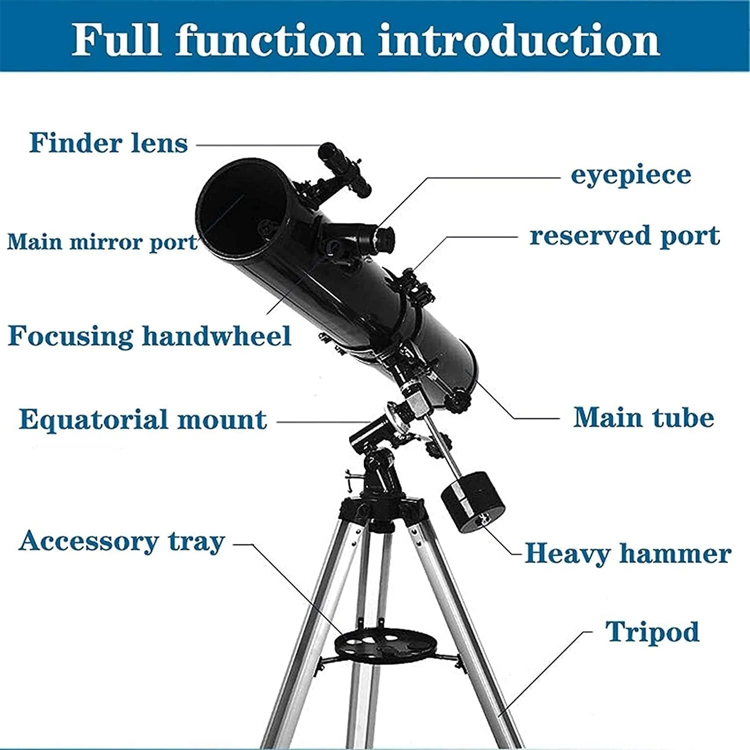 تلسکوپ برای بزرگسالان، تلسکوپ شکستنی 114 میلی‌متری دید در شب با نور کم ضد آب HD، برای رصد ماه و منظره