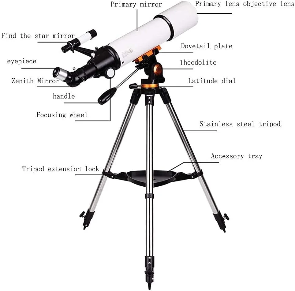 تلسکوپ منکسری قابل حمل با پایه تلفن هوشمند و سه پایه با ارتفاع قابل تنظیم، تلسکوپ بازتابی برای مبتدیان، هدیه عالی نجومی برای کودکان برای کاوش در ماه و سیارات