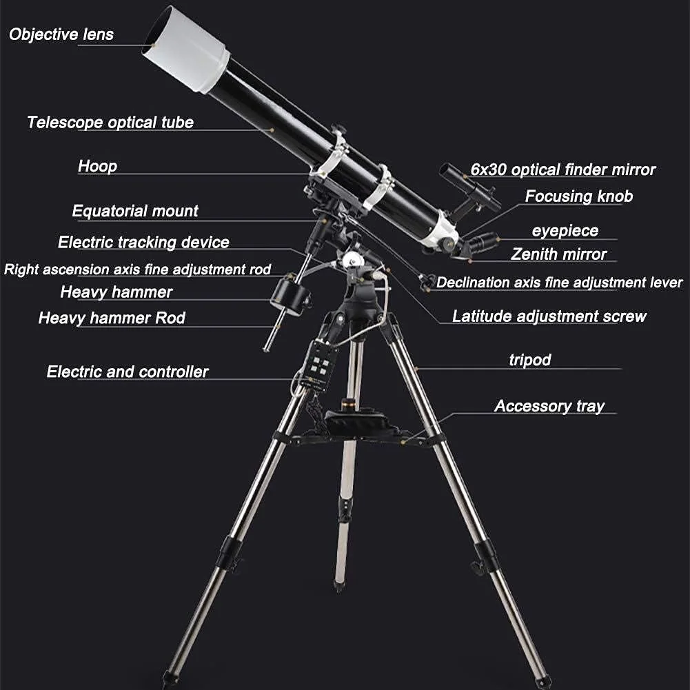 تلسکوپ منکسوری قابل حمل تلسکوپ شکست نور تک چشمی بیرونی تلسکوپ فضایی نجومی شکست نور با پایه و استقرار استوایی برای رصد آسمان پرستاره