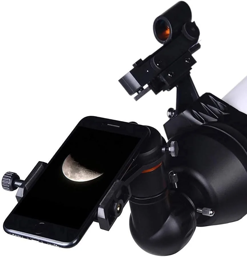 تلسکوپ مسافرتی انکساری 80 میلی‌متری با پایه قابل تنظیم و آداپتور تلفن هوشمند، برای تماشای ستارگان