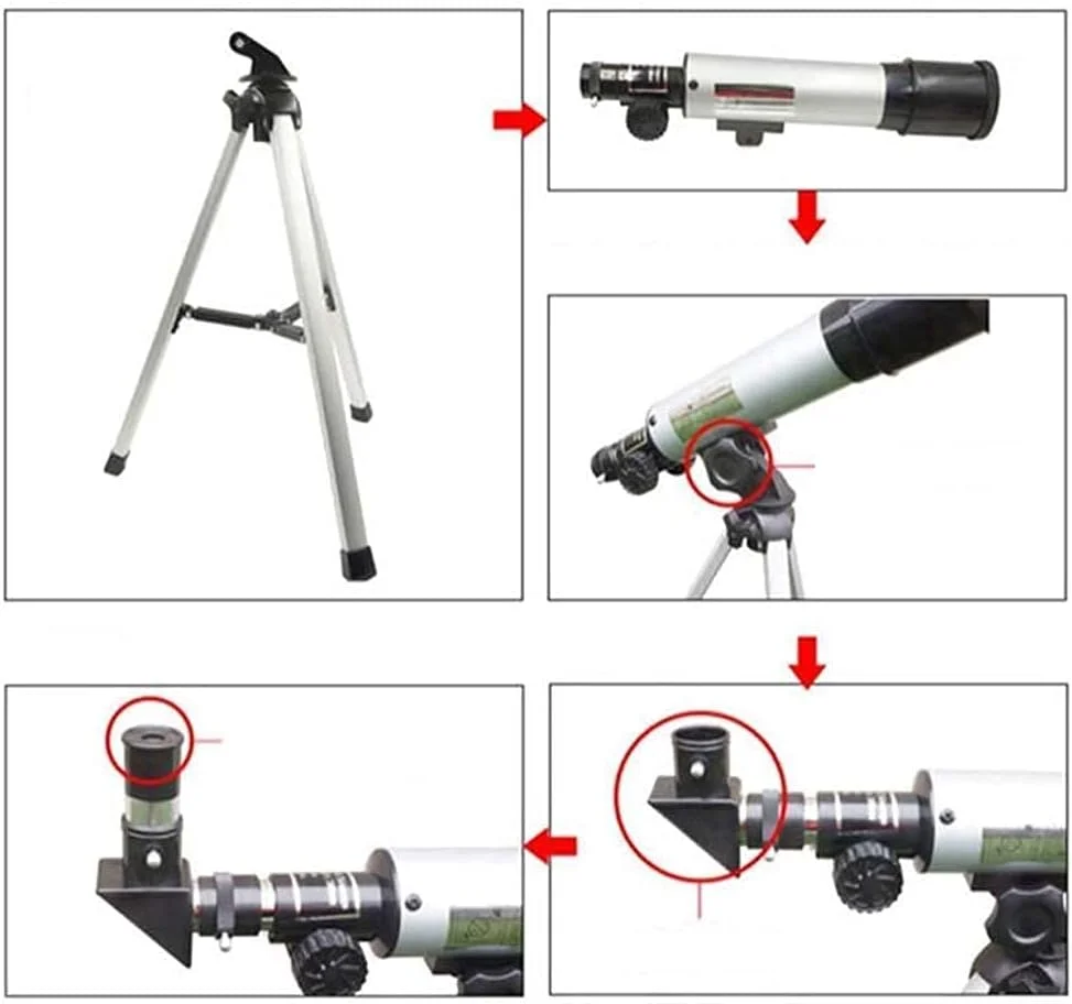 تلسکوپ بازتابی ایده آل برای کودکان، بزرگسالان و مبتدیان، تلسکوپ انکساری قابل حمل با پایه، هدیه عالی نجوم برای کاوش در ماه و سیارات