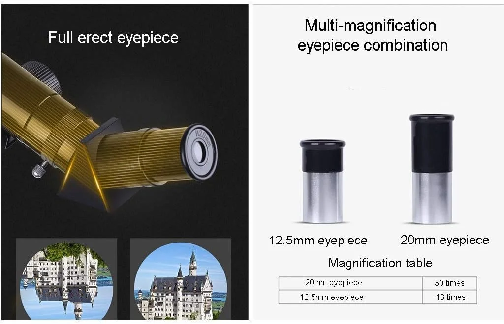 تلسکوپ منکسری قابل حمل، هدیه ای عالی برای نجوم کودکان برای کاوش در فضا و ماه، تلسکوپ با دیافراگم 50 میلی متری برای نجوم