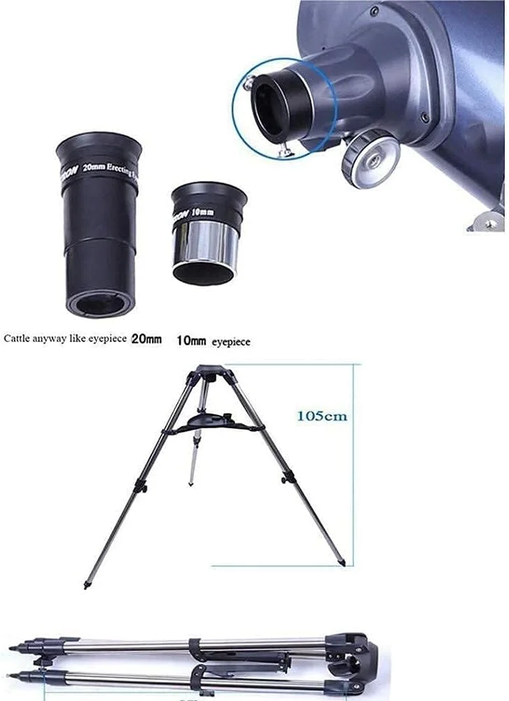 تلسکوپ مسافرتی قابل حمل تلسکوپ شکستنی نجومی ۱۳۰ میلی‌متری با پایه قابل تنظیم و یابنده، ایده‌آل برای کودکان و نوجوانان