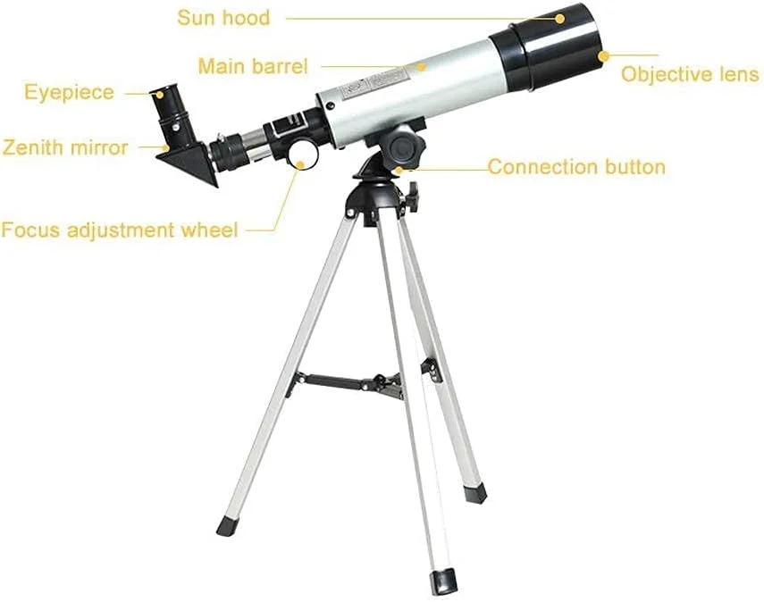 تلسکوپ نجومی قابل حمل با سه پایه، تلسکوپ شکستنی نجومی زوم، همراه خوب برای دیدن ماه و سیارات برای کودکان، بزرگسالان و مبتدیان