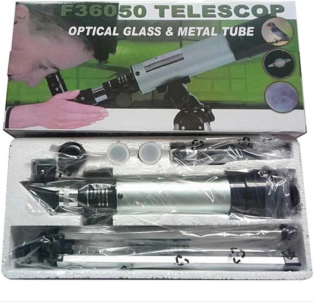 تلسکوپ برای کودکان و مبتدیان، تلسکوپ نجومی شکستی 70 میلی‌متری برای کودکان و بزرگسالان، طول کانونی 360 میلی‌متر، بزرگنمایی 90X مناسب سفر