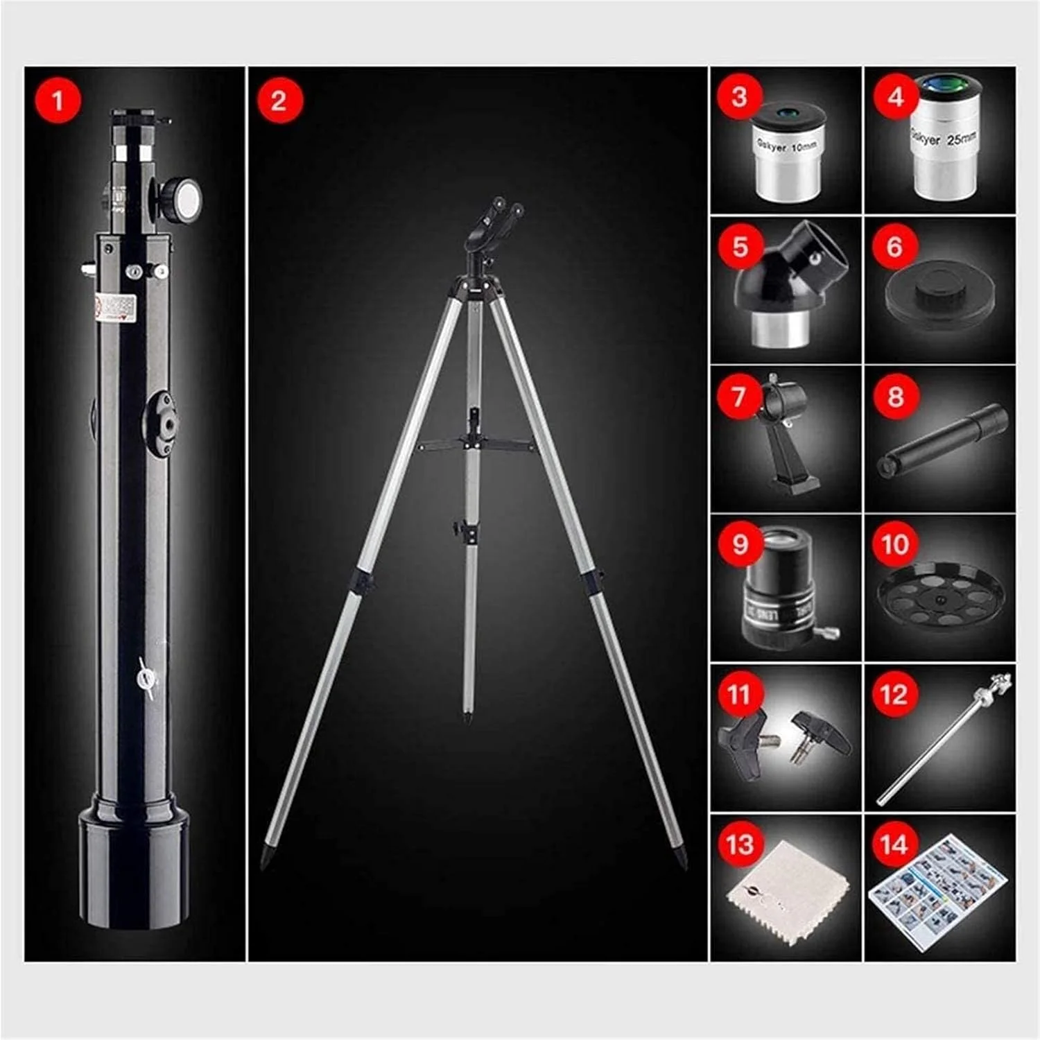تلسکوپ TEmkin برای کودکان مبتدی و نجوم، تلسکوپ های نجومی قابل حمل انکساری با یابنده، قطب نما و سه پایه