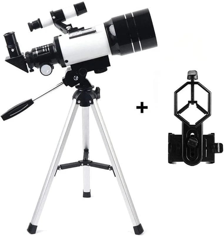 تلسکوپ 70 میلی‌متری با دهانه 300 میلی‌متری برای نجوم، لنز منشوری BAK4، تلسکوپ شکستنی نجومی با پایه تلفن هوشمند و پایه برای کاوش در ماه و سیارات