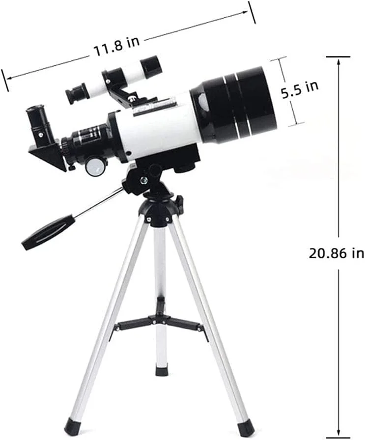 تلسکوپ 70 میلی‌متری با دهانه 300 میلی‌متری برای نجوم، لنز منشوری BAK4، تلسکوپ شکستنی نجومی با پایه تلفن هوشمند و پایه برای کاوش در ماه و سیارات
