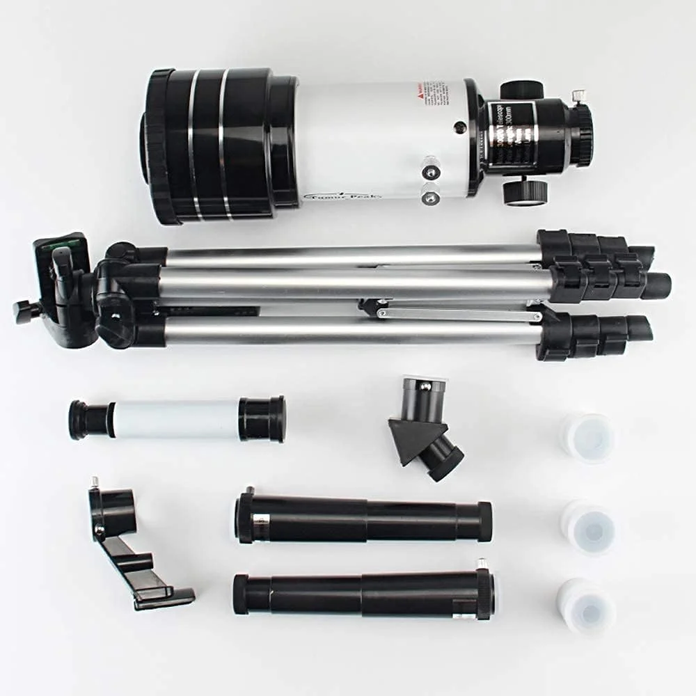 تلسکوپ 70 میلیمتری مناسب کودکان و بزرگسالان، تلسکوپ شکستنی نجومی AZ با فاصله کانونی 300 میلیمتر، لنز منشوری BAK4، به همراه پایه و نگهدارنده تلفن همراه برای رصد ماه تلسکوپ 70 میلیمتری مناسب کودکان و بزرگسالان، تلسکوپ شکستنی نجومی AZ با فاصله کانونی 300 میلیمتر، لنز منشوری BAK4، به همراه پایه و نگهدارنده تلفن همراه برای رصد ماه