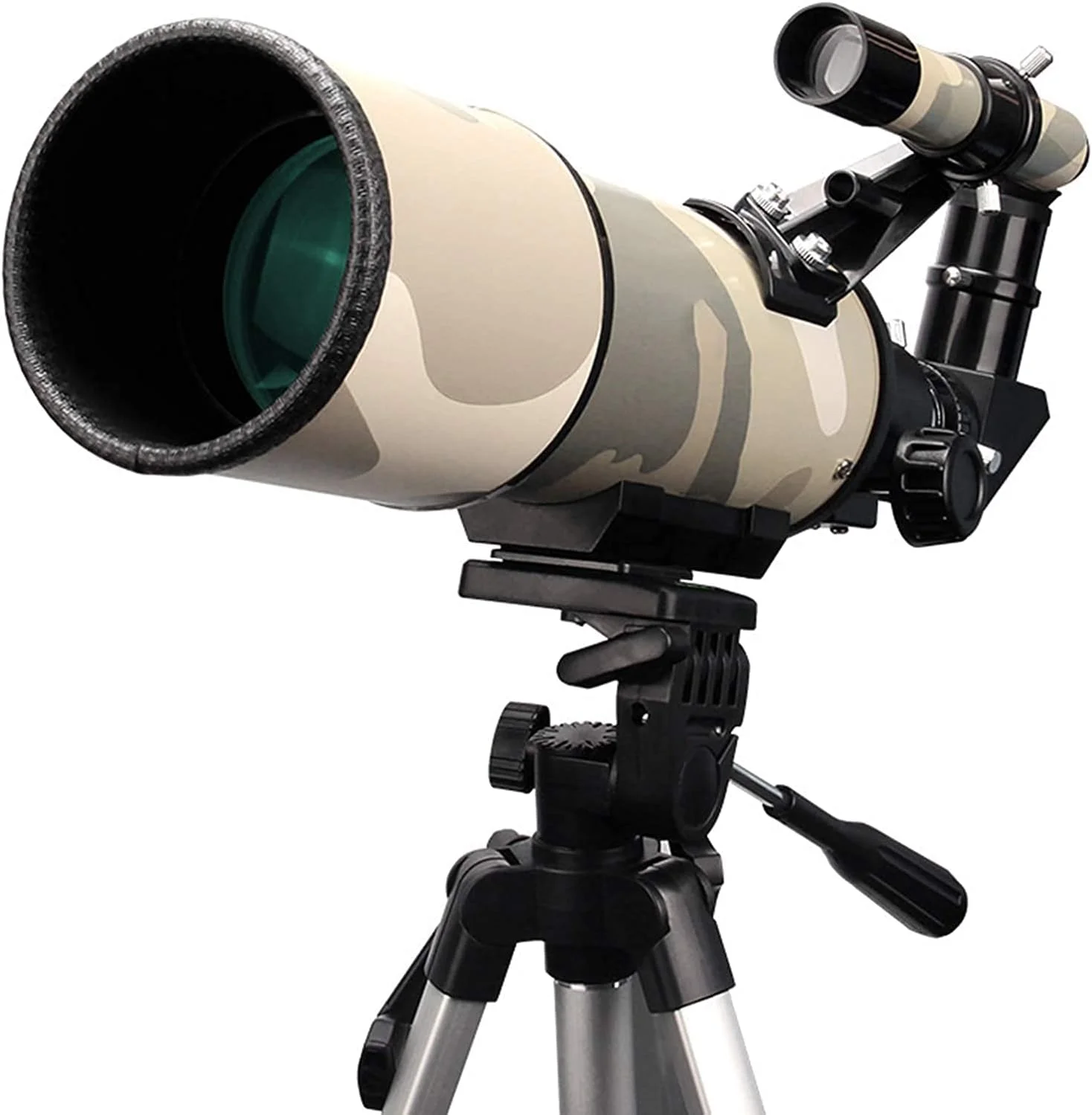 تلسکوپ برای کودکان و مبتدیان، دهانه 80 میلی‌متری، تلسکوپ شکستنی نجومی 400 میلی‌متری، تلسکوپ مسافرتی قابل حمل، به همراه پایه، یابنده و آداپتور تلفن هوشمند