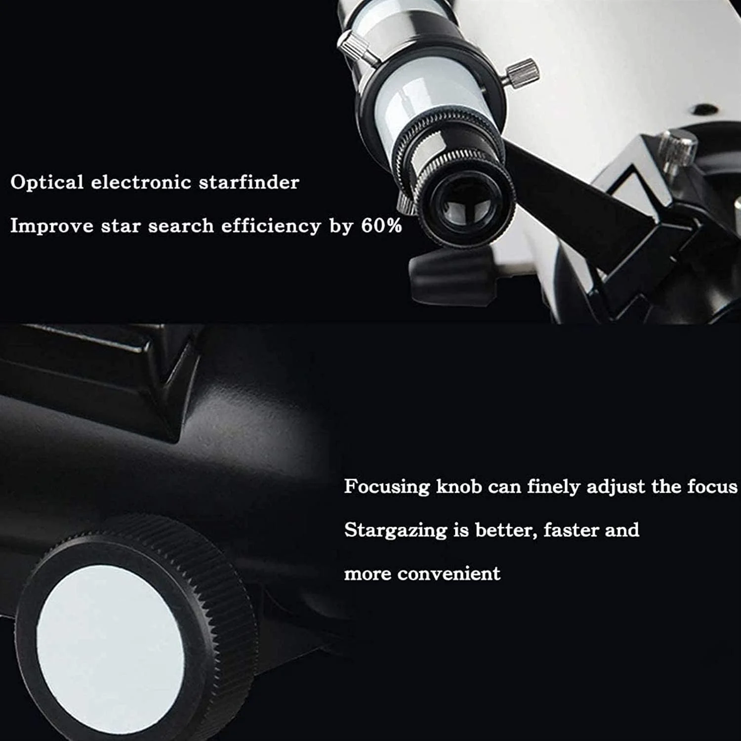 تلسکوپ نجومی 80 میلی‌متری شکستی برای مبتدیان و بزرگسالان، به همراه پایه قابل تنظیم ارتفاع، نگهدارنده تلفن، فیلتر ماه و لنز بارلو 3X برای تماشای مناظر طبیعی