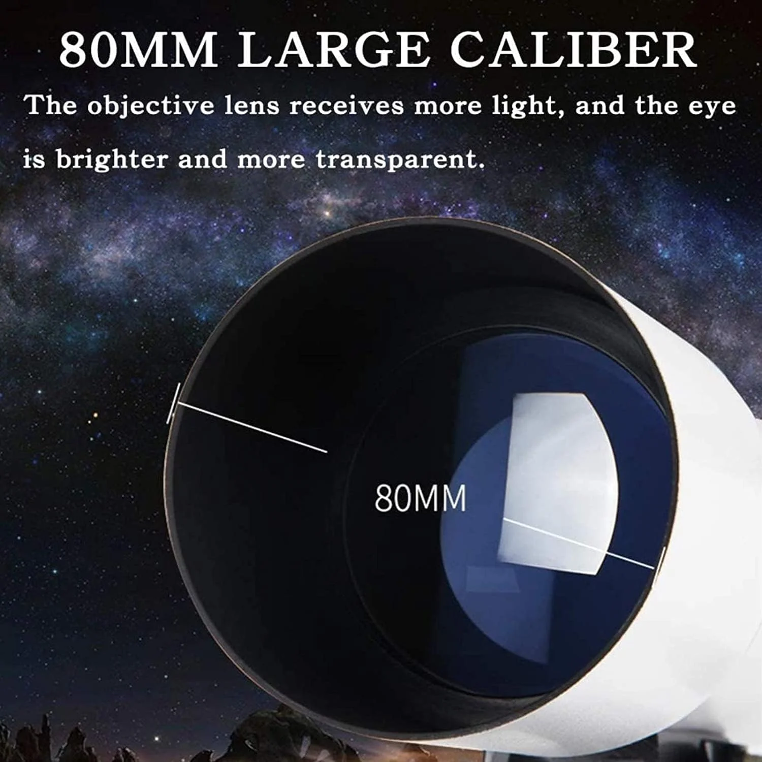 تلسکوپ نجومی 80 میلی‌متری شکستی برای مبتدیان و بزرگسالان، به همراه پایه قابل تنظیم ارتفاع، نگهدارنده تلفن، فیلتر ماه و لنز بارلو 3X برای تماشای مناظر طبیعی