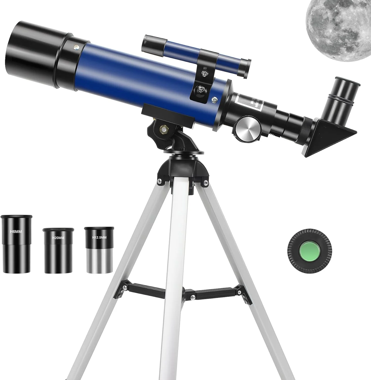 تلسکوپ مبتدی نجومی با دهانه 50 میلی‌متری و طول 360 میلی‌متر به همراه سه‌پایه قابل حمل