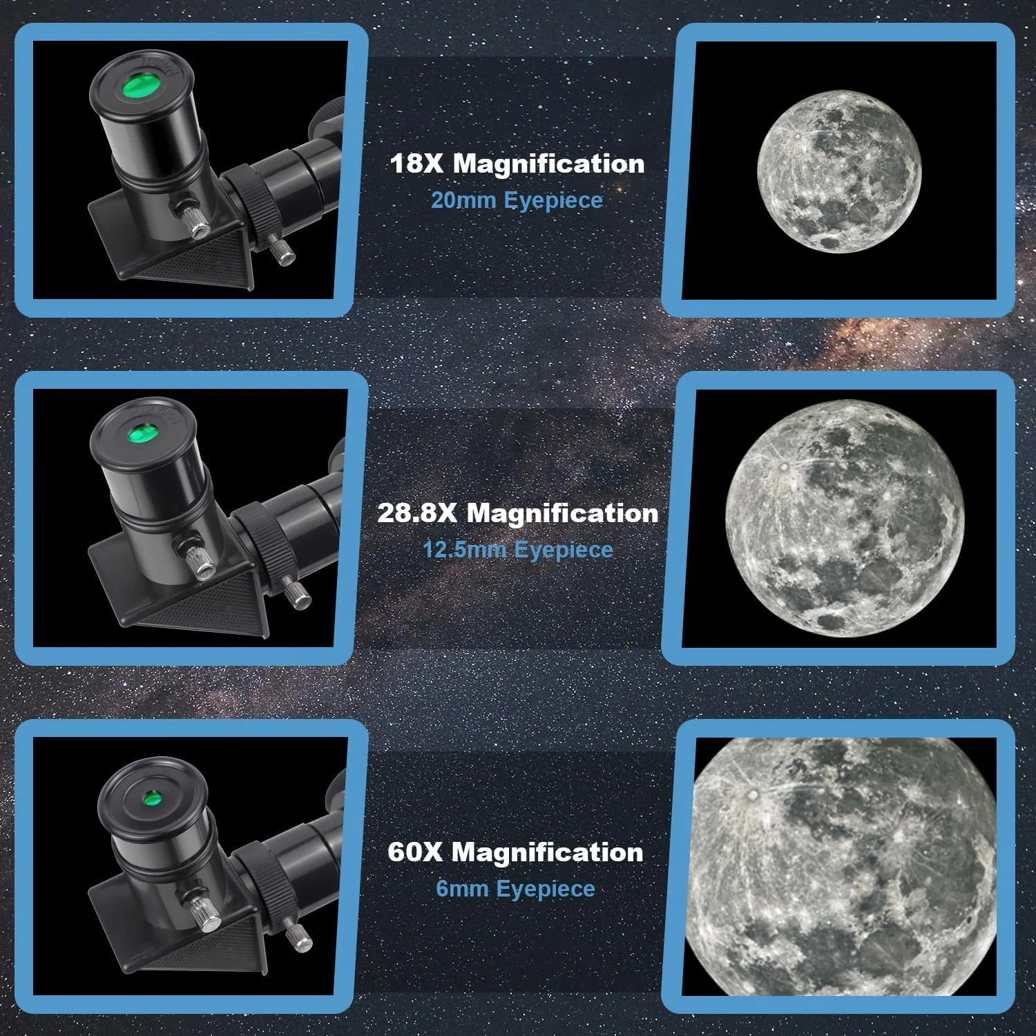 تلسکوپ مبتدی نجومی با دهانه 50 میلی‌متری و طول 360 میلی‌متر به همراه سه‌پایه قابل حمل