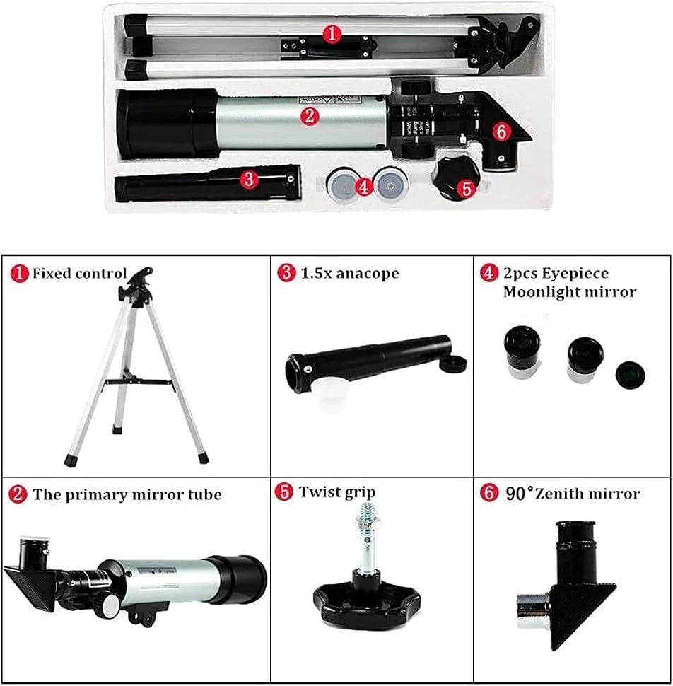 تلسکوپ برای کودکان و بزرگسالان، تلسکوپ نجومی با پایه، تک چشمی بیرونی، تلسکوپ شکستنی نجومی، همراه خوب برای دیدن ماه، سیاره و منظره برای تماشای ستارگان