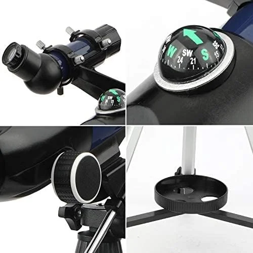 تلسکوپ نجومی انکساری با دهانه 60 میلی‌متری و فاصله کانونی 500 میلی‌متری برای کودکان و مبتدیان، سه‌پایه با ارتفاع قابل تنظیم، تلسکوپ مسافرتی با کیف حمل