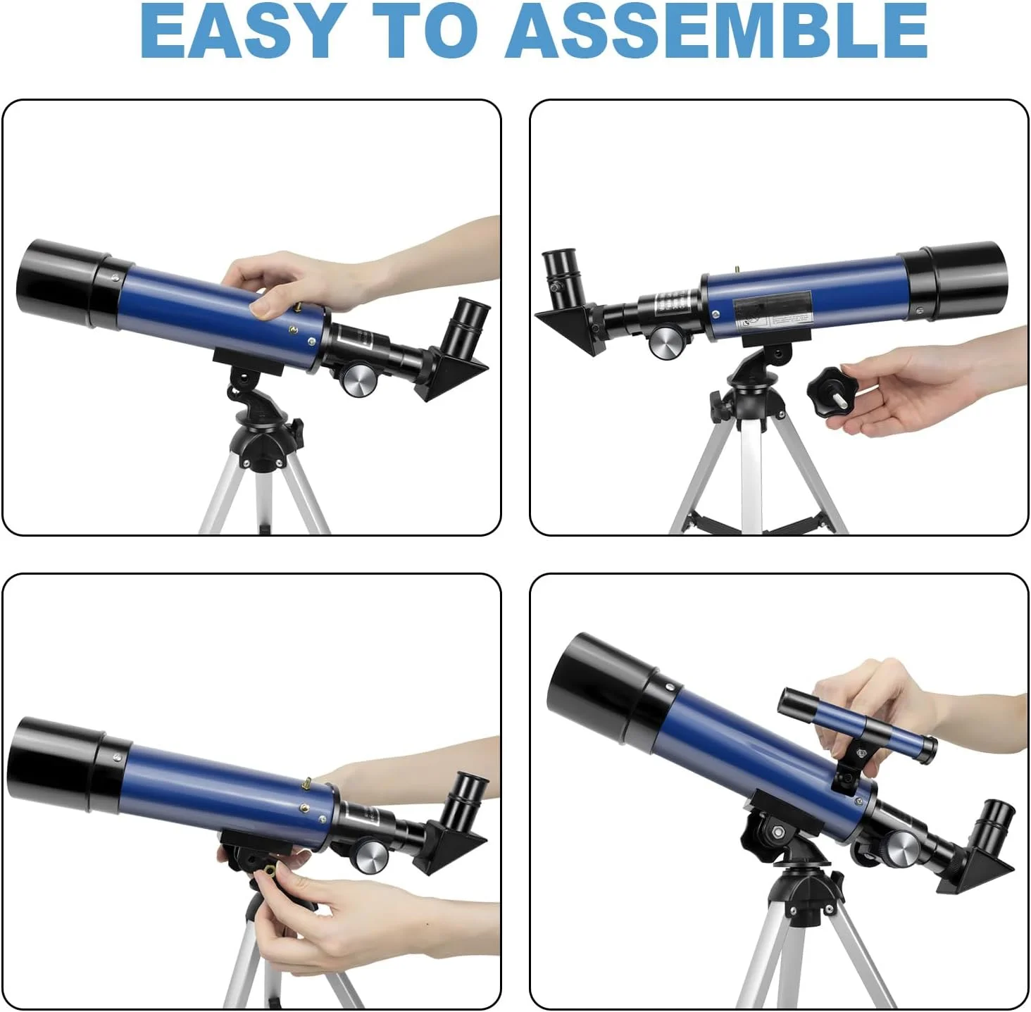 تلسکوپ مبتدی نجومی با دهانه 50 میلی‌متری و طول 360 میلی‌متر به همراه سه‌پایه قابل حمل