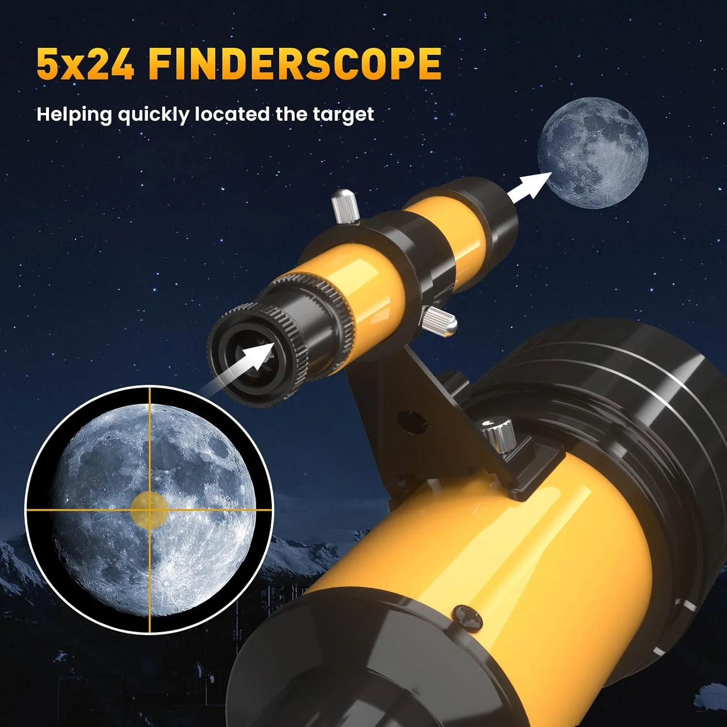 تلسکوپ نجومی، تلسکوپ برای بزرگسالان، تلسکوپ شکستی دهانه 70/300 میلی‌متری برای کودکان و مبتدیان، به همراه آداپتور تلفن و سه پایه برای مشاهده سیارات و ماه (15 تا 150 برابر)