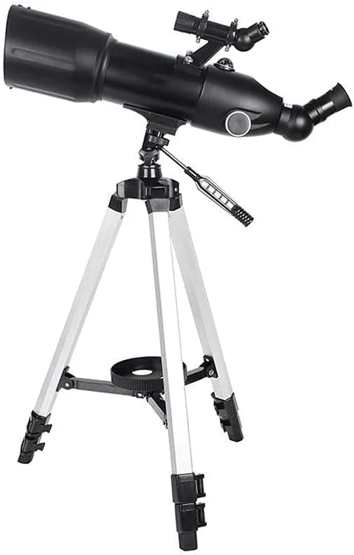 تلسکوپ برای کودکان و بزرگسالان، دهانه 80 میلی‌متری، تلسکوپ 400 میلی‌متری برای نجوم، لنز منشوری BAK4، تلسکوپ شکستنی نجومی با پایه تلفن هوشمند و پایه برای مشاهده ماه و سیارات