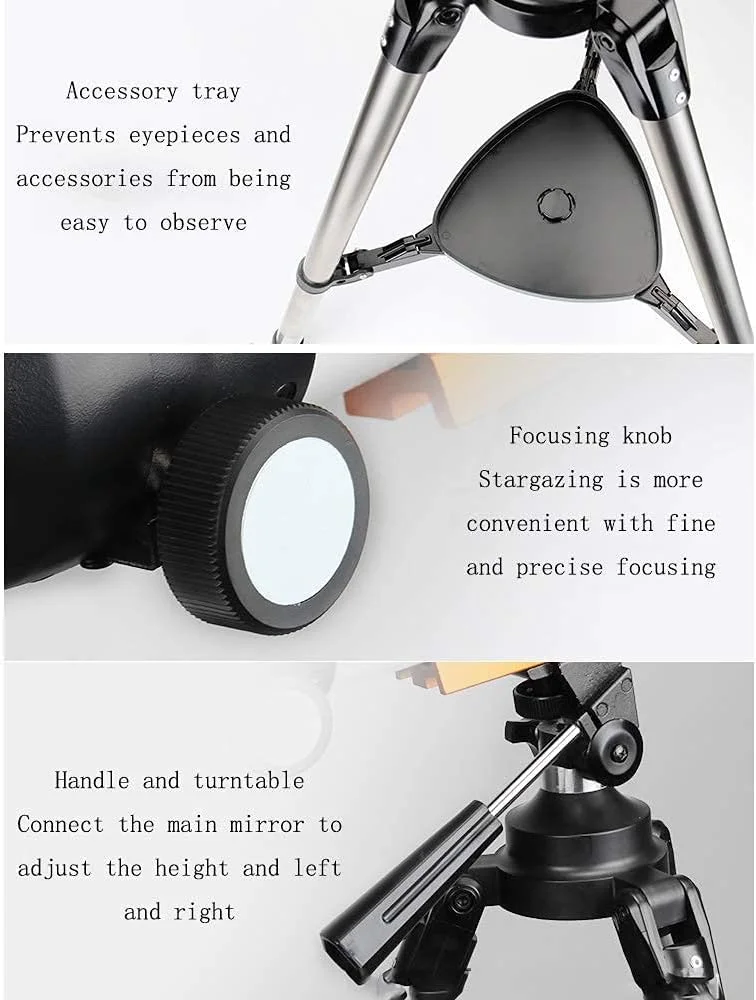 تلسکوپ نجومی کودکان، تلسکوپ مسافرتی 70 میلی‌متری AZ شکست نور نجومی با پایه، تلسکوپ با چشمی برای نجوم بزرگسالان مبتدی برای رصد ماه و مناظر