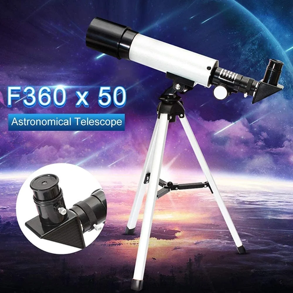 تلسکوپ 50 میلی‌متری با دهانه 360 میلی‌متری برای نجوم، لنز منشوری BAK4، تلسکوپ شکستنی نجومی AZ با پایه و نگهدارنده گوشی هوشمند برای رصد سیارات