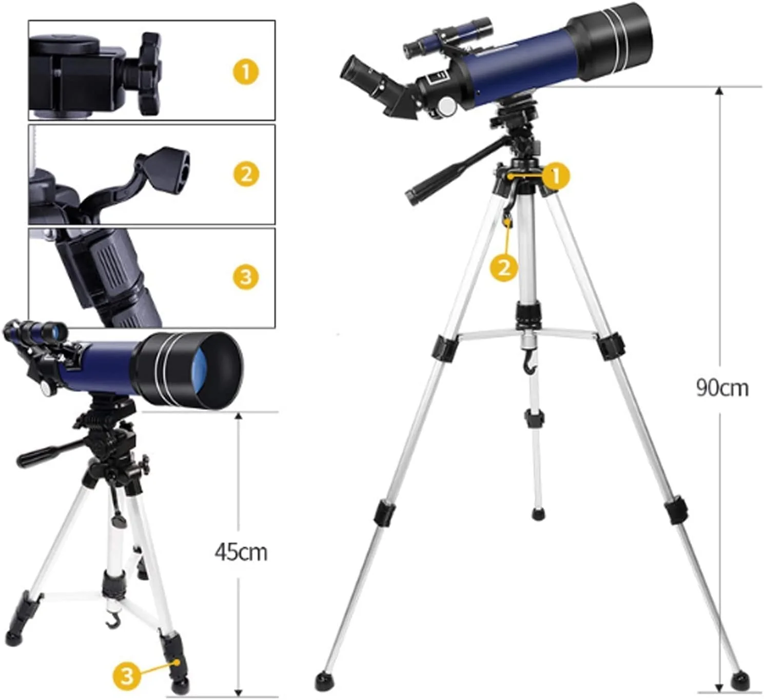 تلسکوپ نجومی 70 میلیمتری شکستنی مناسب کودکان و بزرگسالان، به همراه پایه، آداپتور موبایل، شاتر سیمی، فیلتر ماه و کوله پشتی تلسکوپ نجومی 70 میلیمتری شکستنی مناسب کودکان و بزرگسالان، به همراه پایه، آداپتور موبایل، شاتر سیمی، فیلتر ماه و کوله پشتی