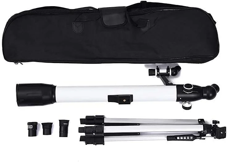 تلسکوپ شکستنی نجومی فشرده با دهانه 60 میلی‌متر و فاصله کانونی 700 میلی‌متر AZ به همراه آداپتور تلفن هوشمند، پایه و لنز منشوری BAK4 برای رصد ماه و نجوم