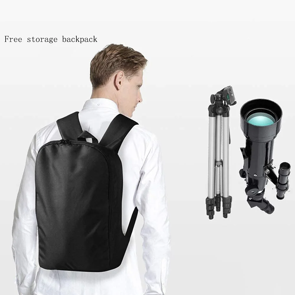 تلسکوپ منکسری نجومی برای کودکان و بزرگسالان به همراه آداپتور تلفن هوشمند، تلسکوپ نجومی مبتدی با پایه، همراه خوب برای دیدن ماه و سیاره