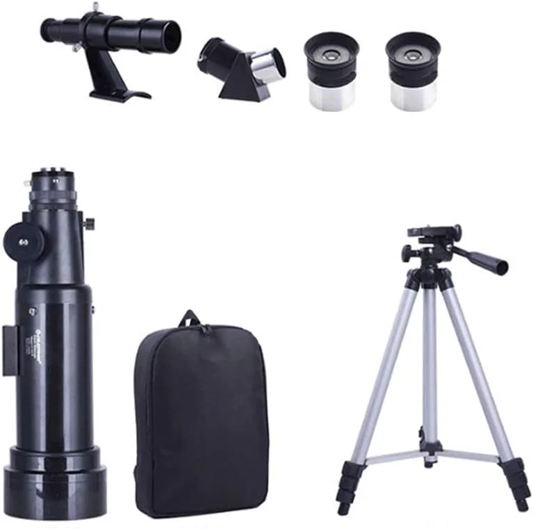 تلسکوپ منکسری نجومی برای کودکان و بزرگسالان به همراه آداپتور تلفن هوشمند، تلسکوپ نجومی مبتدی با پایه، همراه خوب برای دیدن ماه و سیاره