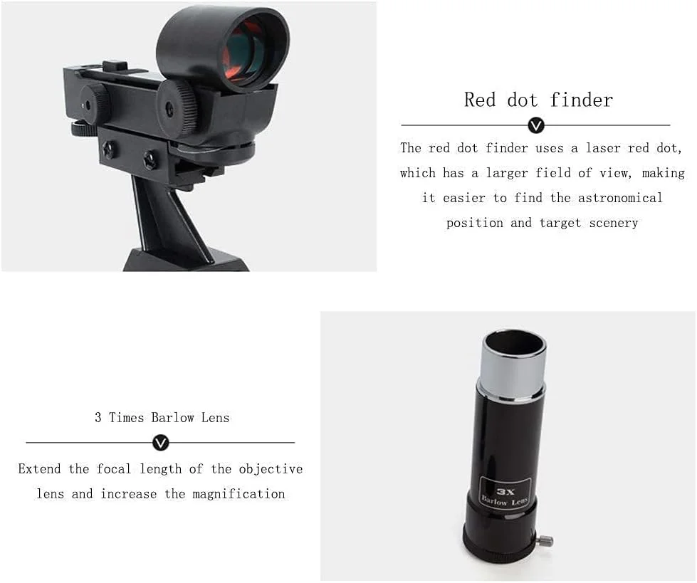 تلسکوپ منکسوری، تلسکوپ شکستنی نجومی با سه پایه و پایه استوایی، تلسکوپ ایده آل برای کودکان، بزرگسالان و مبتدیان، هدیه ای عالی برای کاوش در ماه، سیارات و مناظر