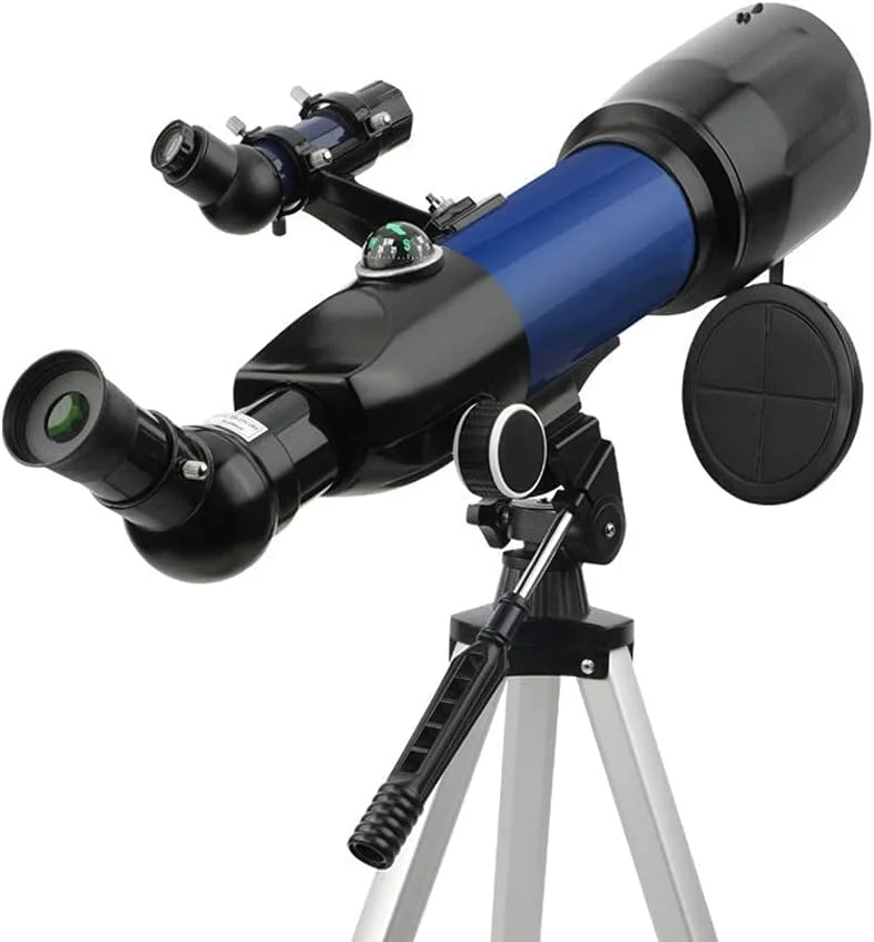 تلسکوپ برای کودکان و بزرگسالان، دهانه 70 میلی‌متری با لنز منشوری BAK4 400 میلی‌متری، تلسکوپ شکستنی نجومی با پایه برای رصد ماه و سیارات