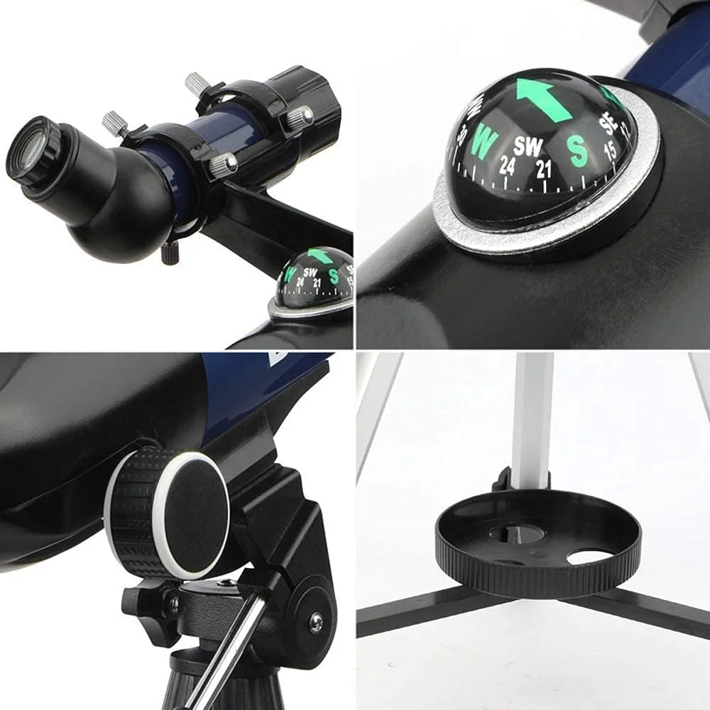 تلسکوپ برای کودکان و بزرگسالان، دهانه 70 میلی‌متری با لنز منشوری BAK4 400 میلی‌متری، تلسکوپ شکستنی نجومی با پایه برای رصد ماه و سیارات