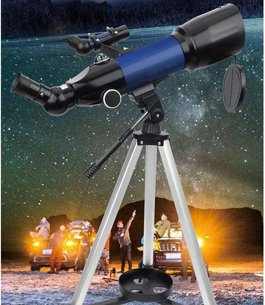 تلسکوپ برای کودکان و بزرگسالان، دهانه 70 میلی‌متری با لنز منشوری BAK4 400 میلی‌متری، تلسکوپ شکستنی نجومی با پایه برای رصد ماه و سیارات