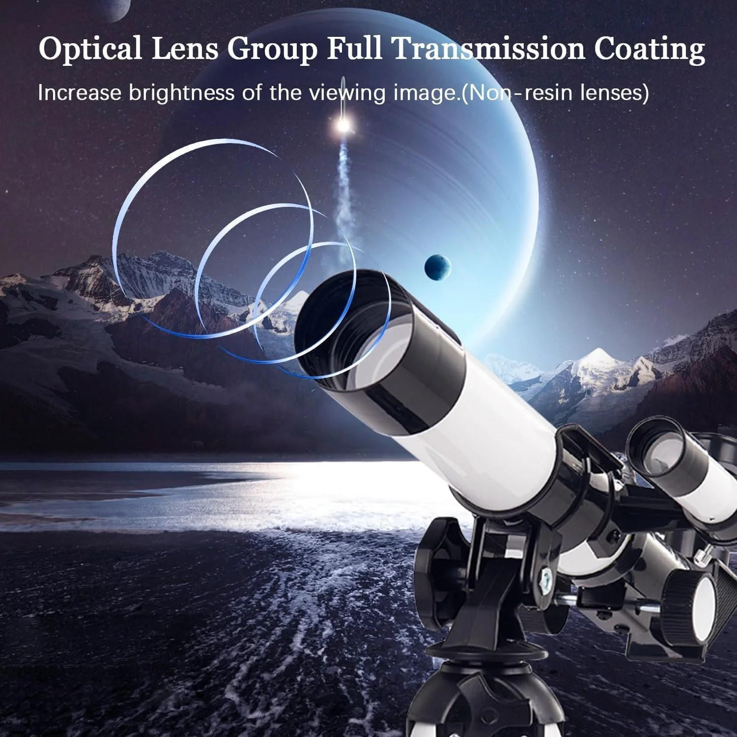 تلسکوپ قمری برای کودکان، دهانه 50 میلی‌متری، تلسکوپ شکستنی نجومی 360 میلی‌متری برای بزرگسالان و کودکان با سه‌پایه رومیزی و دو چشمی، برای کاوش فضا و تماشای حیات وحش
