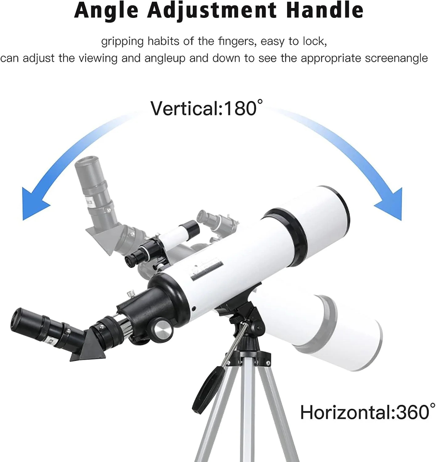 تلسکوپ قابل حمل TDOO با دهانه 70 میلی‌متری و فاصله کانونی 500 میلی‌متری برای کودکان، بزرگسالان و مبتدیان، تلسکوپ‌های شکستنی نجومی با اپتیک چند لایه پوشش‌داده‌شده به همراه سه‌پایه تاشو، آداپتور تلفن و کیف حمل (سفید)