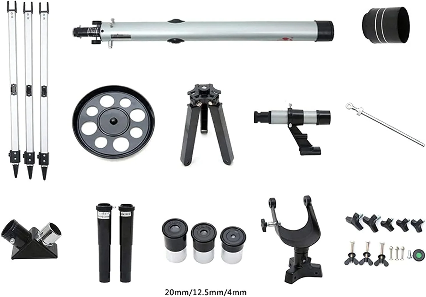 تلسکوپ مسافرتی رصد ستارگان برای بزرگسالان، تلسکوپ نجومی مبتدی با دیافراگم 70 میلی‌متری، سه پایه و یابنده، تلسکوپ قابل حمل