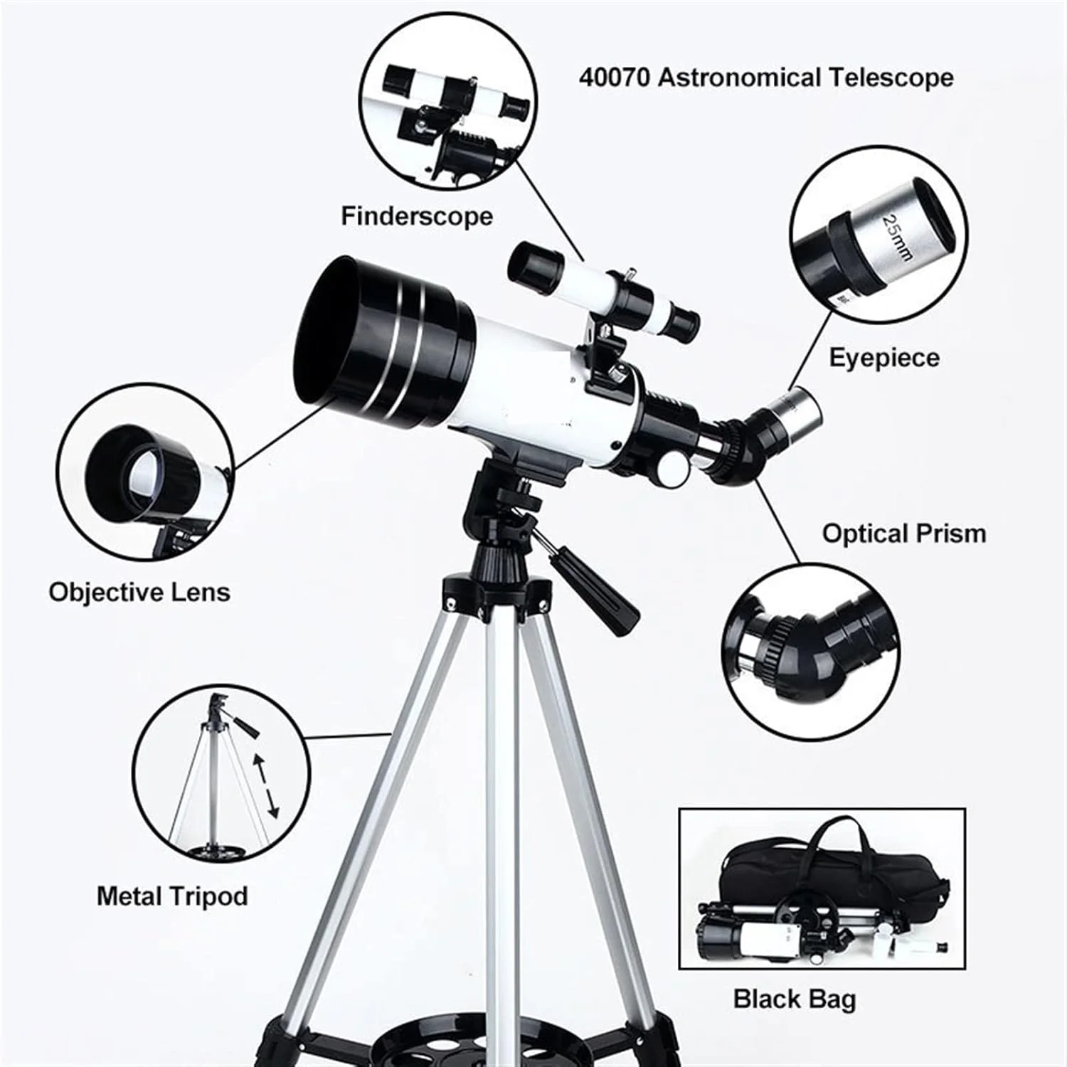 تلسکوپ حرفه ای قدرتمند منوکلار با لنز شیئی انکساری برای هدیه کمپینگ
