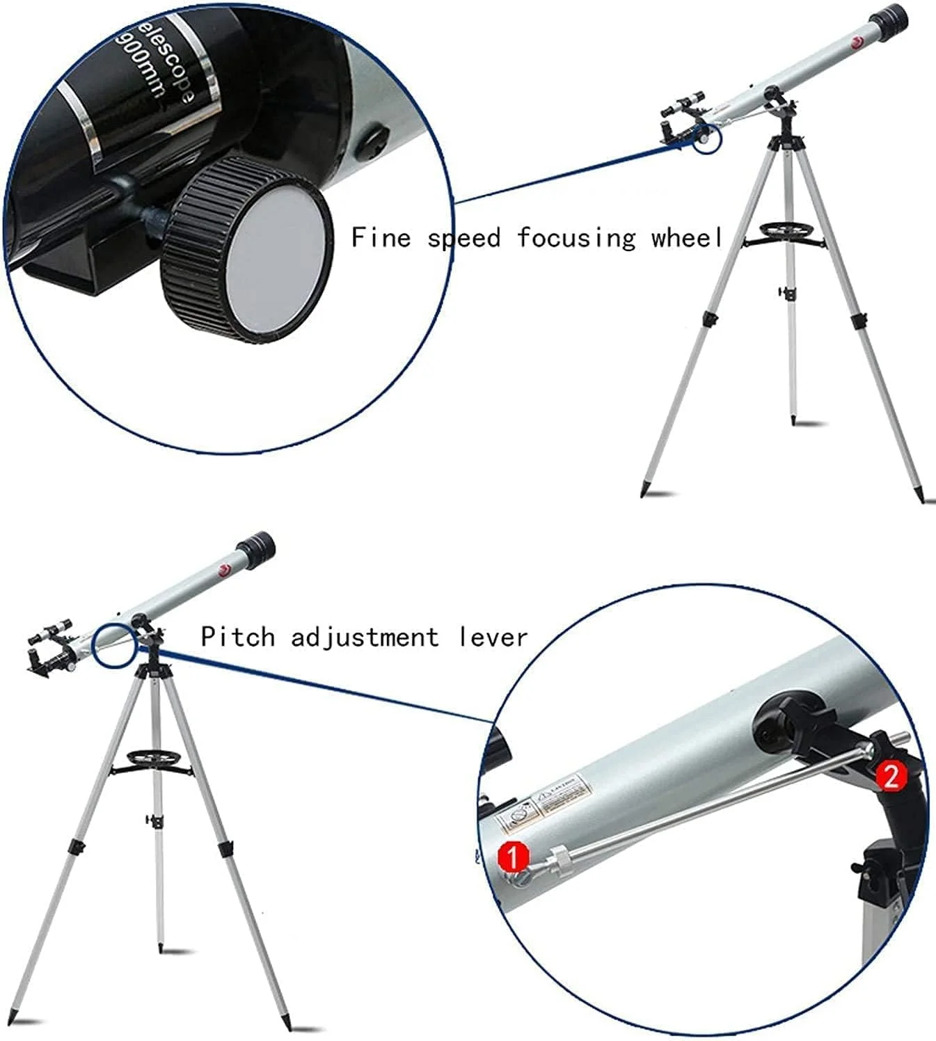 تلسکوپ مسافرتی رصد ستارگان برای بزرگسالان، تلسکوپ نجومی مبتدی با دیافراگم 70 میلی‌متری، سه پایه و یابنده، تلسکوپ قابل حمل