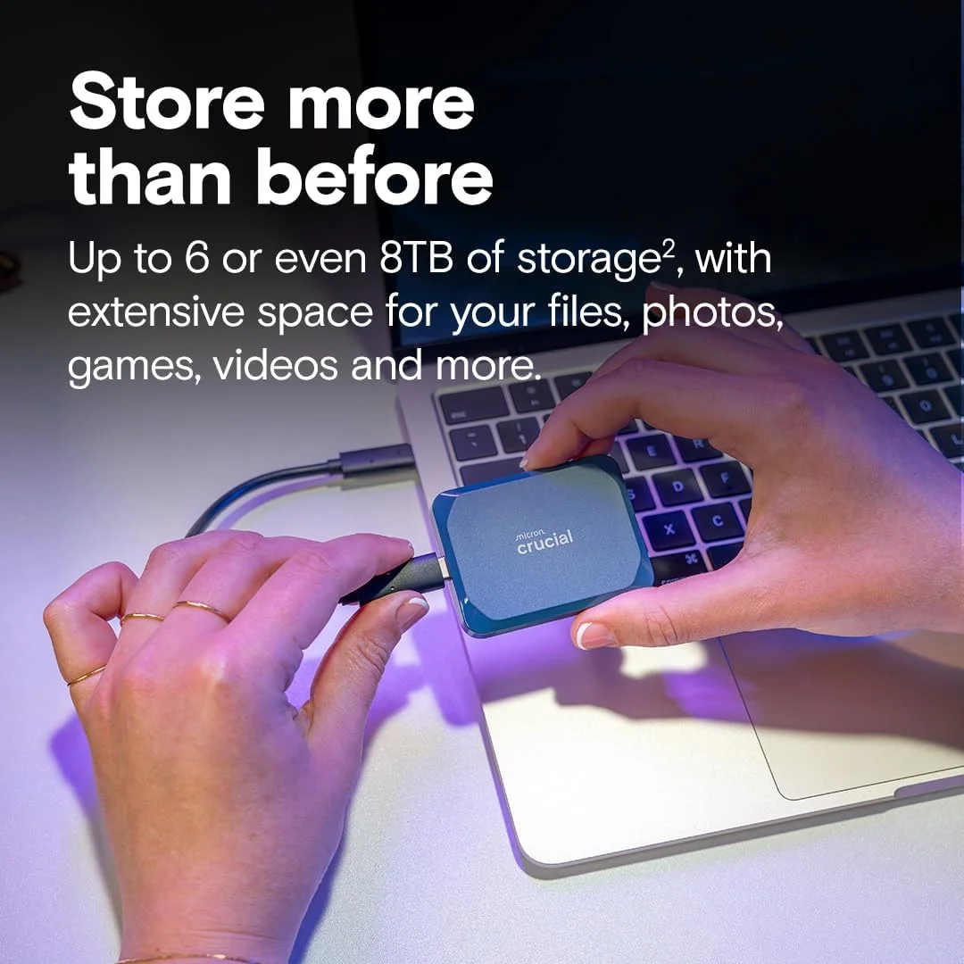 اس اس دی اکسترنال قابل حمل کروشیال X10 با ظرفیت 8 ترابایت، سرعت انتقال تا 2100 مگابایت بر ثانیه، USB 3.2 USB-C، سازگار با ویندوز، مک و اندروید، ذخیره سازی بادوام برای بازی ها، عکس ها و فایل ها، آبی - CT8000X10SSD9-02 اس اس دی اکسترنال قابل حمل کروشیال X10 با ظرفیت 8 ترابایت، سرعت انتقال تا 2100 مگابایت بر ثانیه، USB 3.2 USB-C، سازگار با ویندوز، مک و اندروید، ذخیره سازی بادوام برای بازی ها، عکس ها و فایل ها، آبی - CT8000X10SSD9-02
