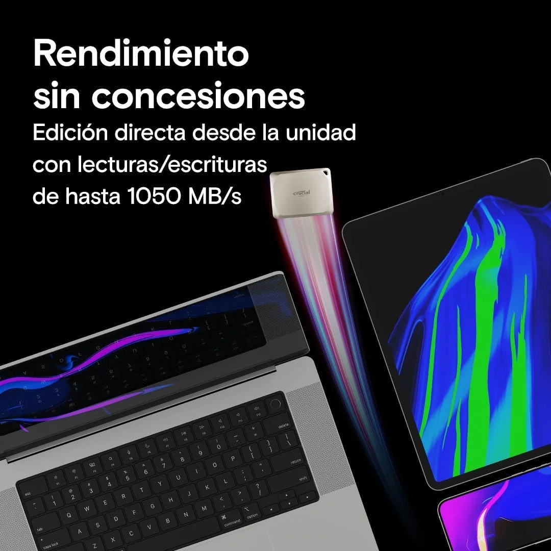 اس اس دی اکسترنال قابل حمل 2 ترابایتی Crucial X9 Pro for Mac - سرعت خواندن و نوشتن تا 1050 مگابایت بر ثانیه، آماده برای مک، به همراه پیشنهاد Mylio Photos+، درایو حالت جامد اکسترنال USB-C 3.2 - CT2000X9PROMACSSD9B02
