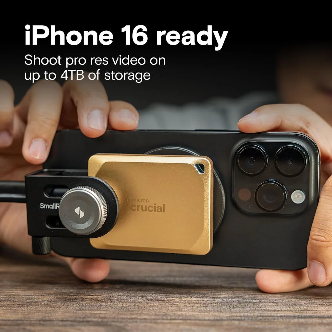 حافظه اس اس دی اکسترنال قابل حمل کروشیال X10 Pro با ظرفیت 2 ترابایت، سرعت خواندن تا 2100 مگابایت بر ثانیه، سرعت نوشتن 2000 مگابایت بر ثانیه، USB 3.2 USB-C، ذخیره سازی بادوام برای تولیدکنندگان حرفه ای، طلایی - CT2000X10PROSSD9D02