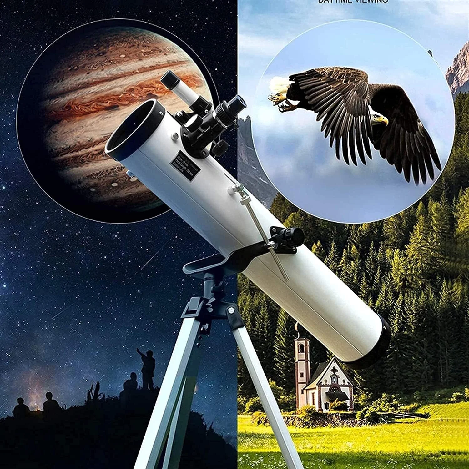 تلسکوپ شکستنی 76 میلی‌متری با پایه و یابنده، تلسکوپ نجومی شکستنی برای مبتدیان، دید در شب ضد آب HD