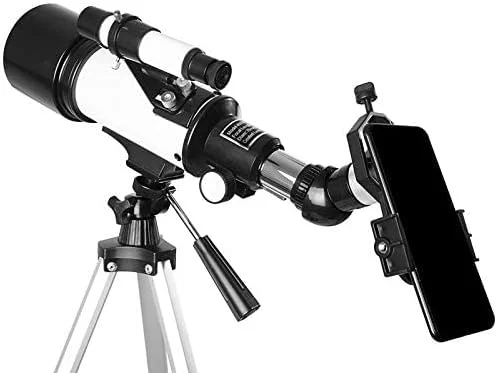 تلسکوپ انکساری قابل حمل، تلسکوپ مسافرتی با کیف حمل، اپتیک شیشه ای با پوشش کامل، سه پایه با ارتفاع قابل تنظیم، برای بزرگسالان، کودکان و مبتدیان