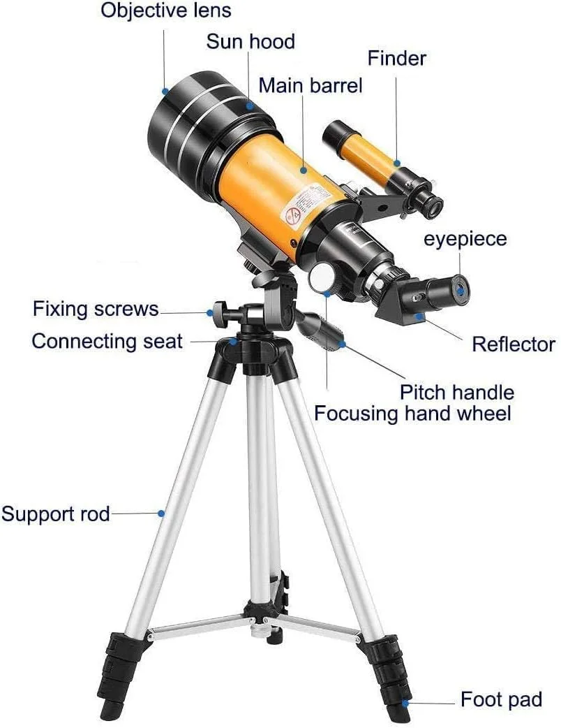تلسکوپ انکساری برای کودکان و بزرگسالان، تلسکوپ مسافرتی قابل حمل، برای کودکان و مبتدیان نجوم