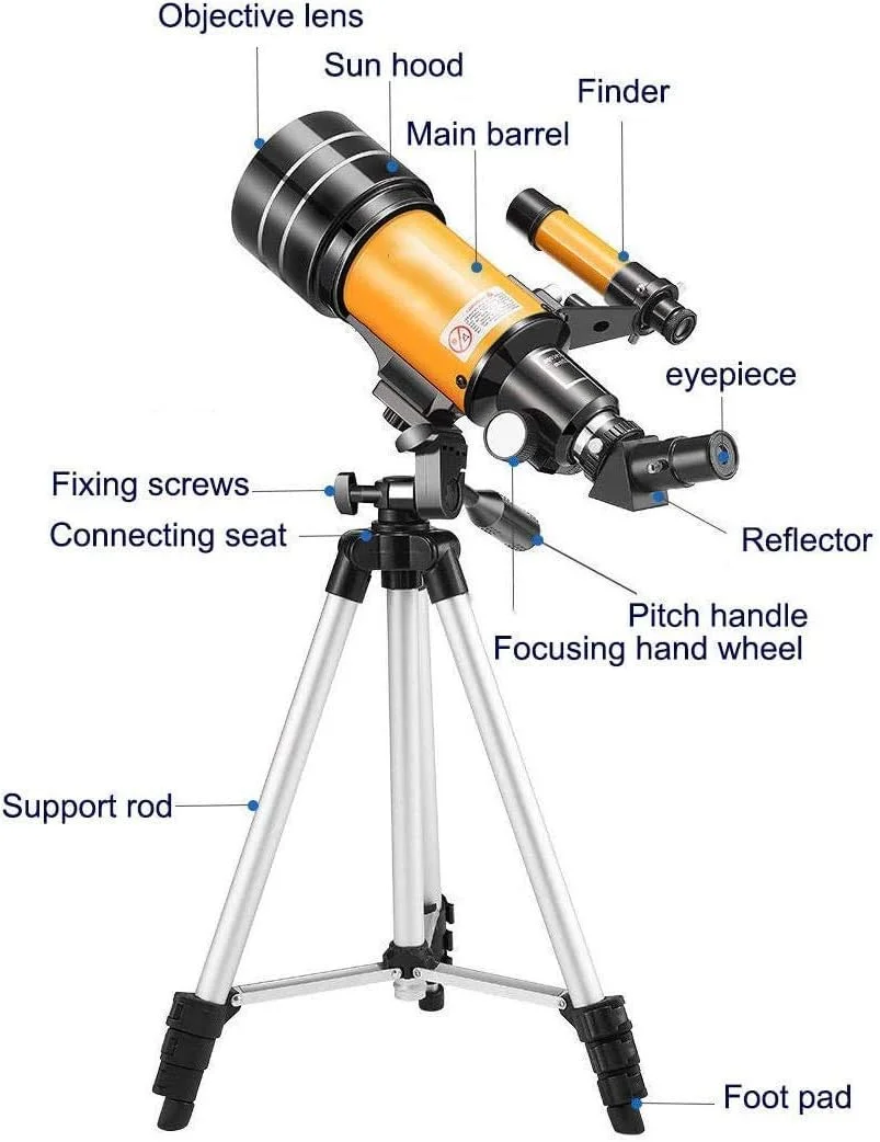 تلسکوپ انکساری برای کودکان و بزرگسالان، تلسکوپ مسافرتی قابل حمل، برای کودکان و مبتدیان نجوم
