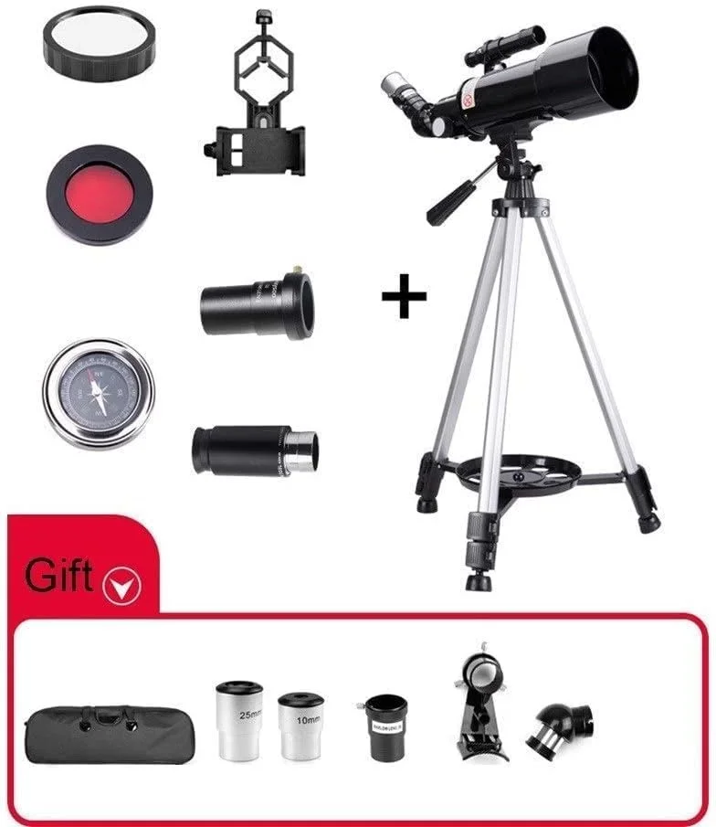 تلسکوپ انکساری قابل حمل و مناسب برای نجوم، اپتیک چند لایه پوشش داده شده، به همراه سه پایه