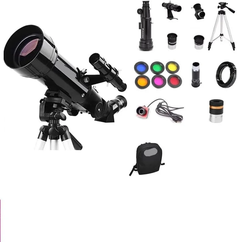 تلسکوپ شکستنی مناسب مبتدیان نجوم 70 میلی‌متری با سه‌پایه و کیف حمل