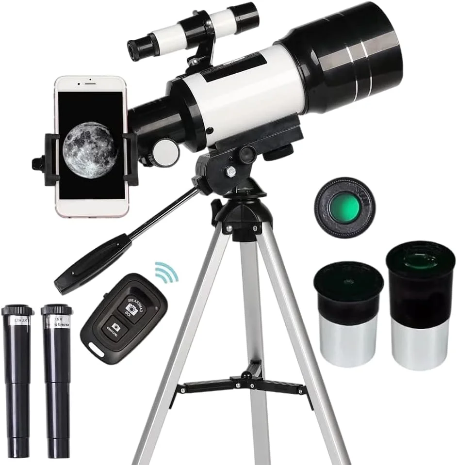 تلسکوپ شکستنی نجومی با دیافراگم 70 میلی‌متری، تلسکوپ مسافرتی شکستنی، تلسکوپ قابل حمل 300 میلی‌متری، هدیه برای مبتدیان نجوم