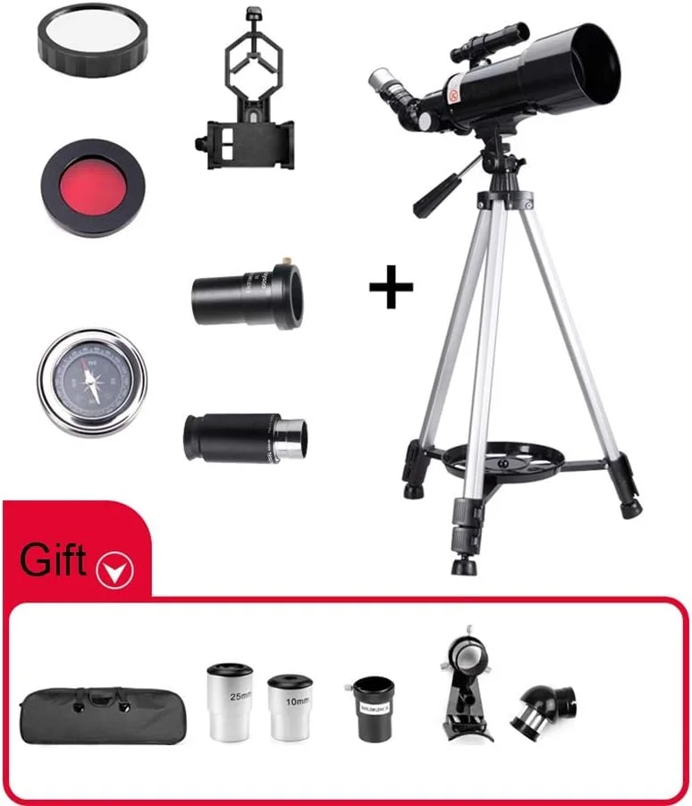 تلسکوپ قابل حمل بیرونی، تلسکوپ برای نجوم، تلسکوپ انکساری، اپتیک شیشه ای با پوشش کامل، تلسکوپ ایده آل برای مبتدیان با کیف قابل حمل و سه پایه